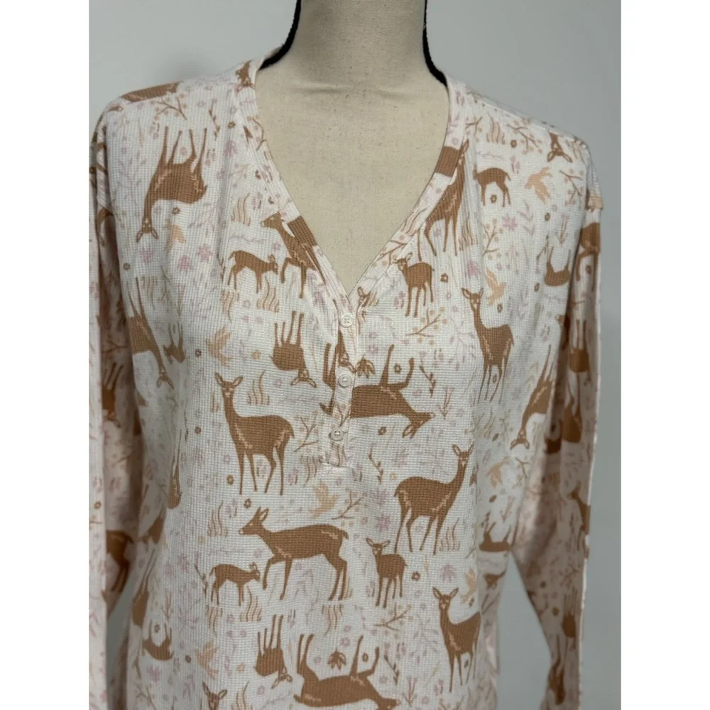 LC Lauren Conrad Long Sleeve Henley Pajama Top & Pajama Pants Sleep Set Size L